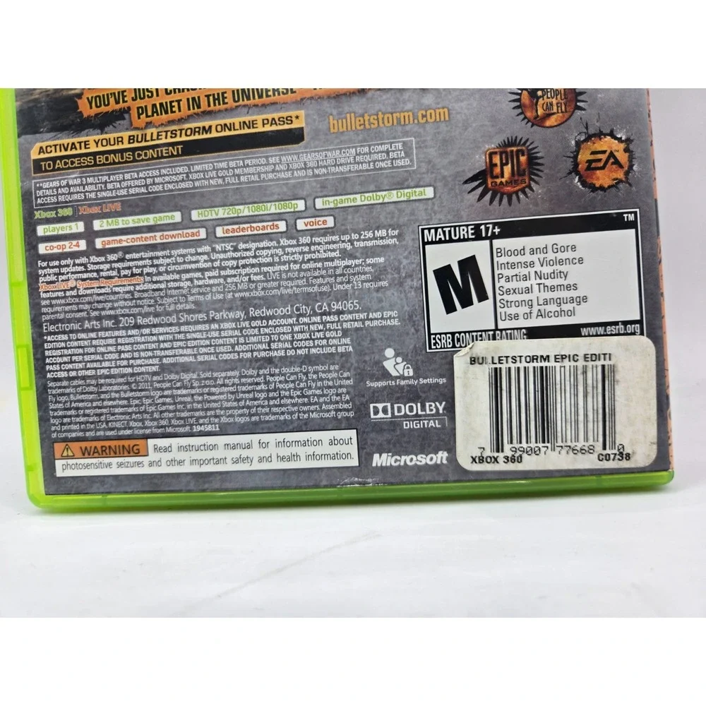 Bulletstorm‎ Epic Edition (Xbox 360) COMPLETE CIB
